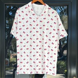 Caddy Cart American Flag USA 🇺🇸 Golf Polo Shirt